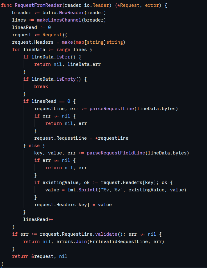 request builder function