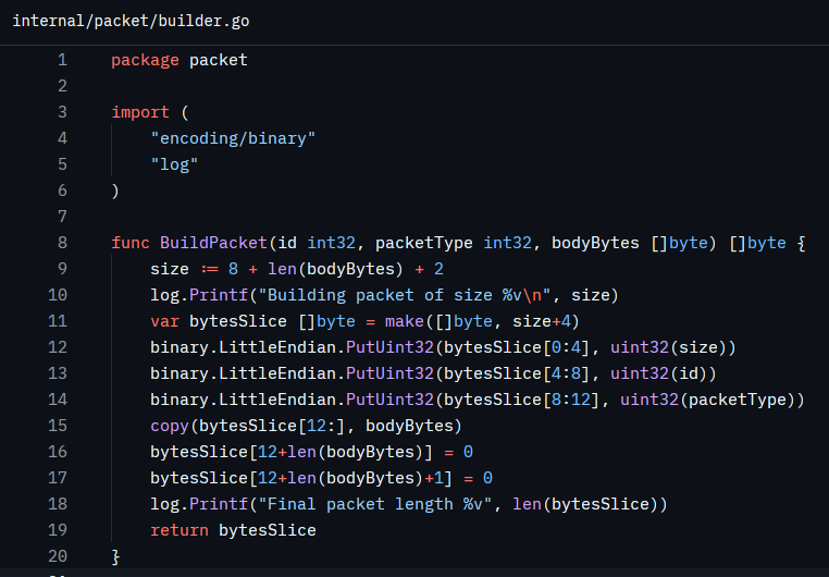 buildPacket function
